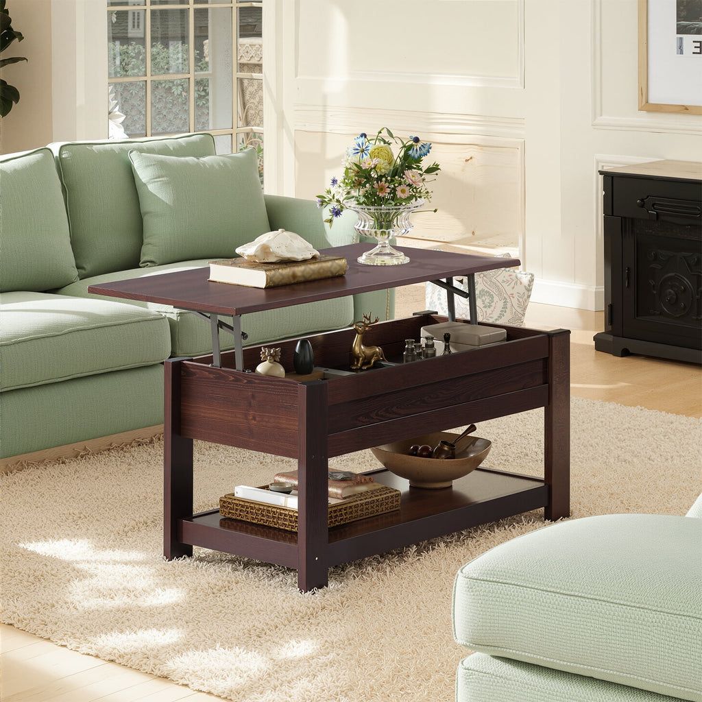 GALAXHERO Coffee Table, 39" Lift Top Coffee Table with Hidden Storage and Storage Shelf for Living Room