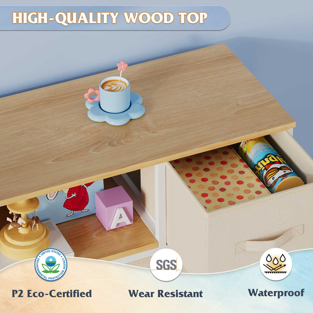 GALAXHERO 8-Drawer Dressers for Bedroom, Dresser TV Stand for 55'' TV with LED Lights and Power Outlets, Fabric Chest of Drawers for Living Room, Entryway