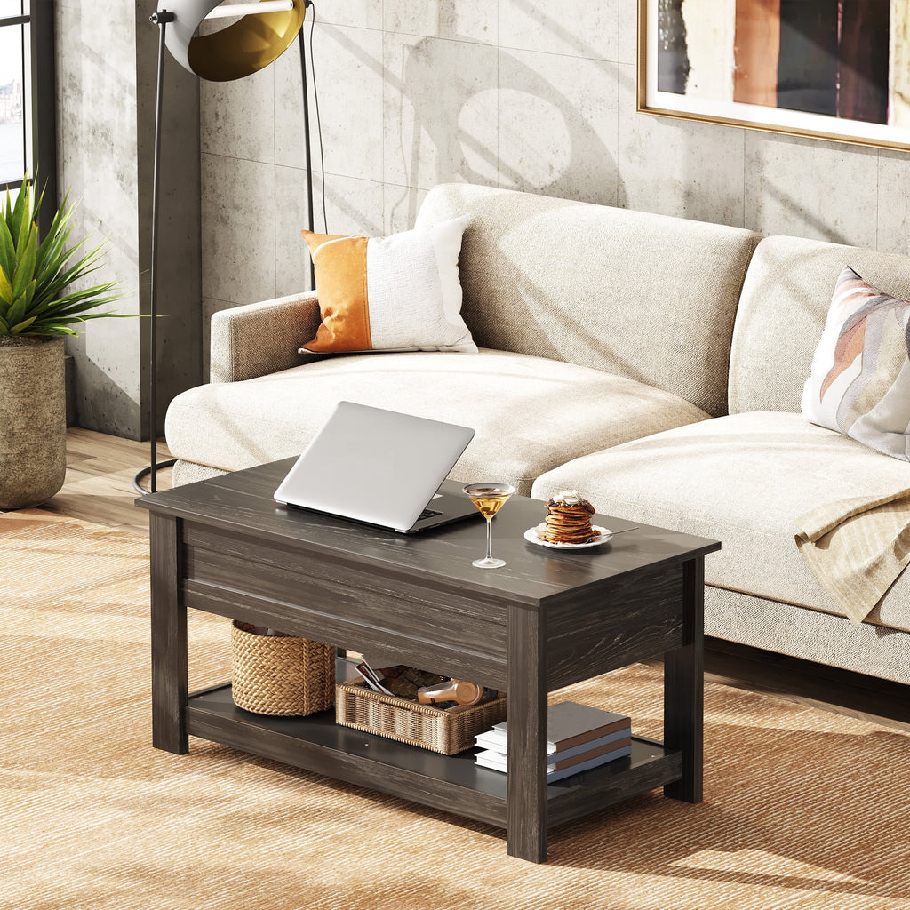 GALAXHERO Coffee Table, 39" Lift Top Coffee Table with Hidden Storage and Storage Shelf for Living Room