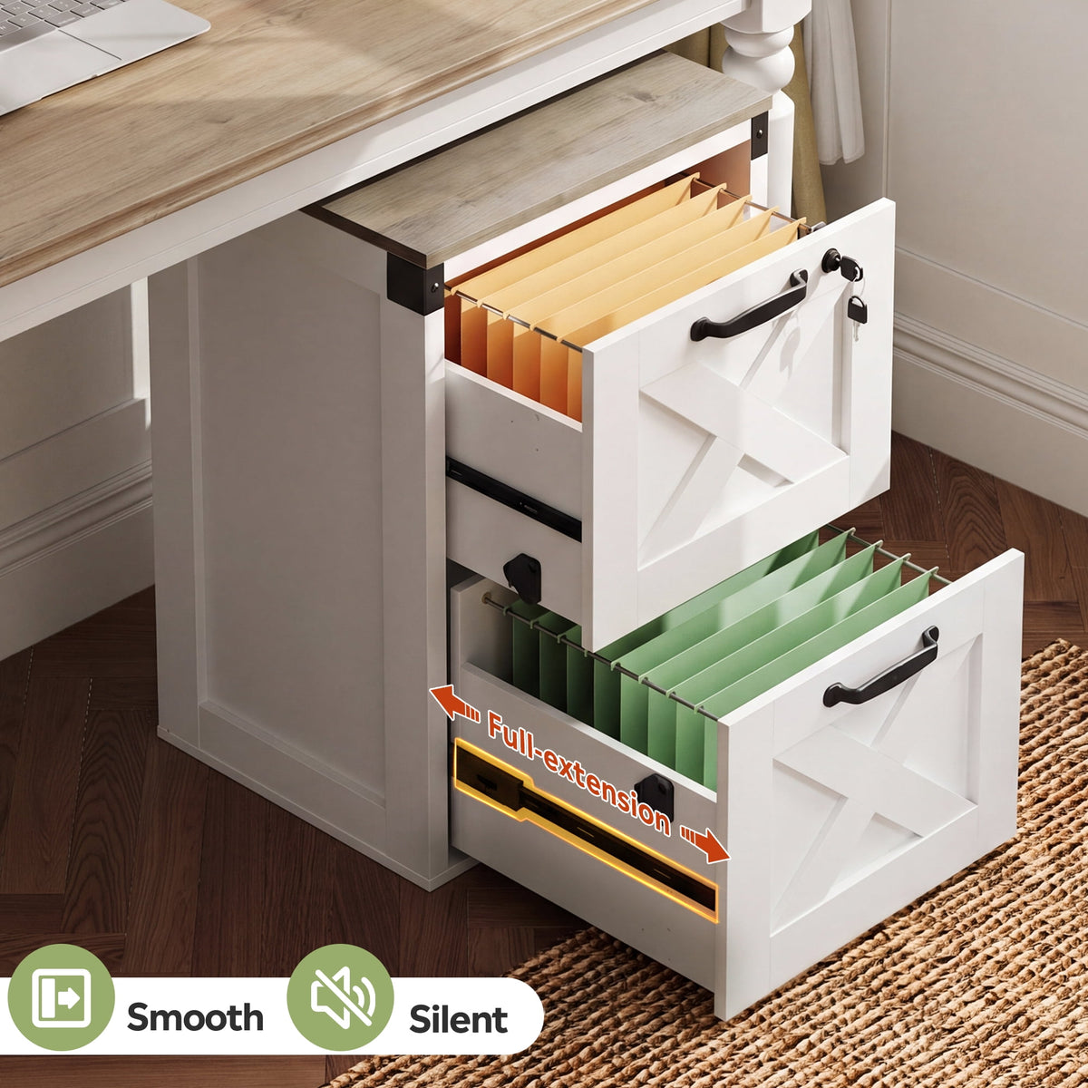 GALAXHERO 2 Drawer File Cabinet with Lock and Key, Wood Filing Cabinet for Home Office, File Cabinet Organizer, FSC-Certified Office Storage Cabinet