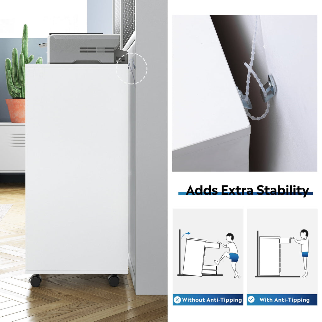 GALAXHERO 7 Drawer Vertical File Cabinet, Wood Storage Cabinet with Wheels for Home Office