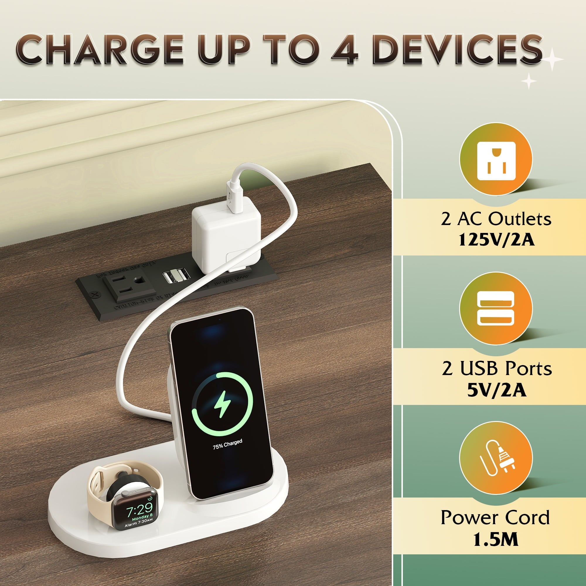 GALAXHERO 3-Drawer Locking File Cabinet, Wood Filing Cabinets with Charging Station, Rolling Printer Stand for Home Office, Dark Walnut