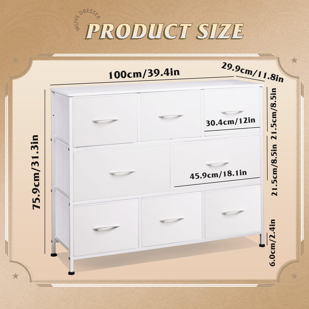 GALAXHERO 8 Drawer Dresser, Fabric Storage Unit for Bedroom, Large Drawer Chest for Entryway & Living Room, 59" x 30" x 16"