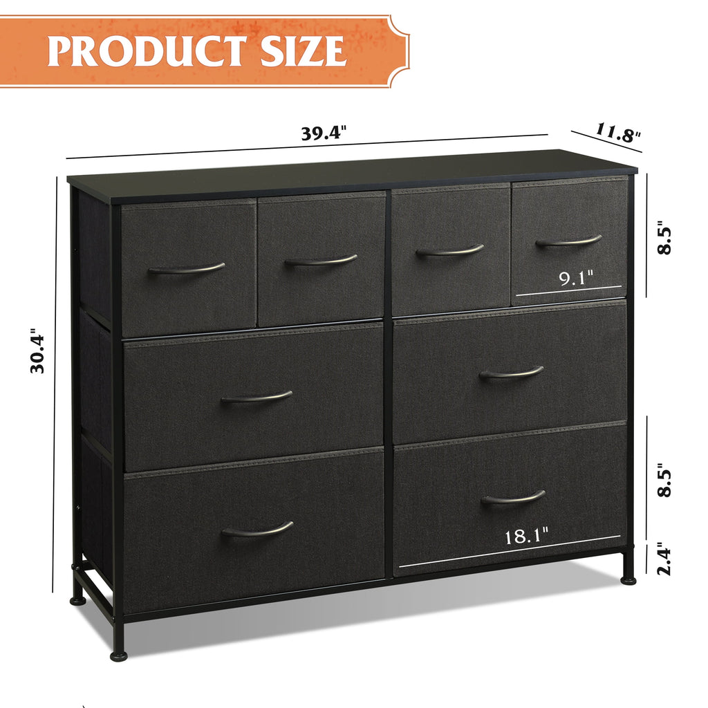 GALAXHERO 8 Drawers Dresser for Bedroom, Wide Fabric Storage Chest Drawers for Closet, Entryway