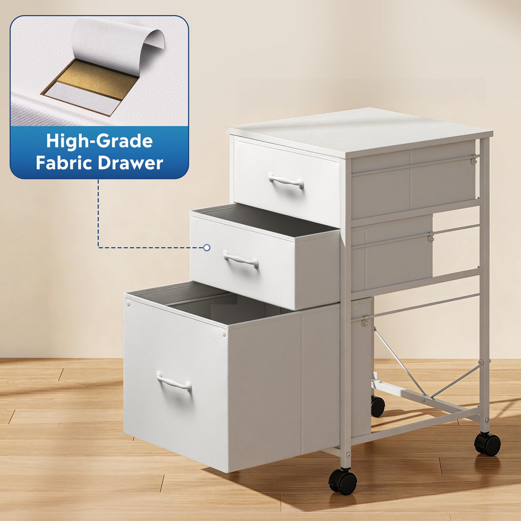 GALAXHERO 3 Drawer File Cabinet, Rolling Printer Stand Filing Cabinets for Home Office, Fabric Vertical File Cabinet Fits A4 or Letter Size