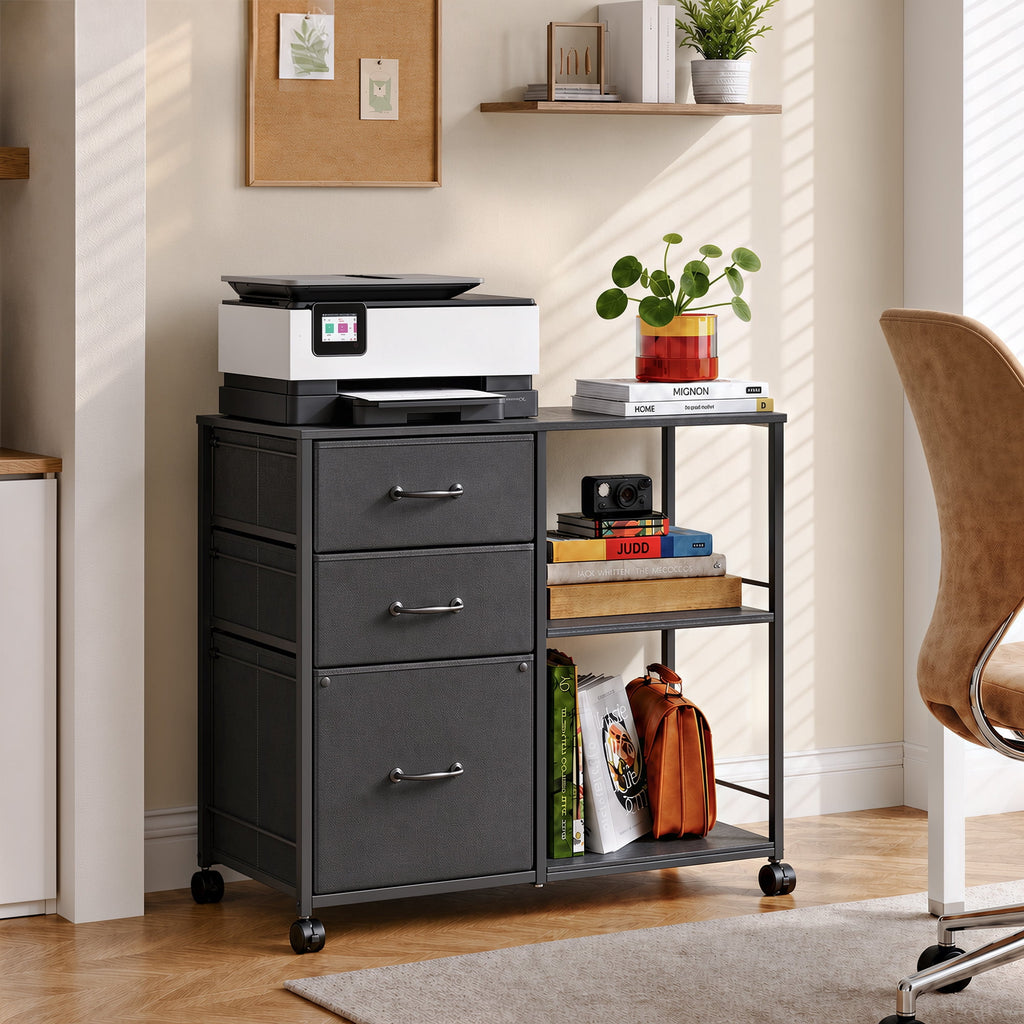 GALAXHERO 3 Drawer File Cabinet, Rolling Printer Stand with Storage, Lateral Fabric Filing Cabinet for Home Office,  Fits Letter/A4