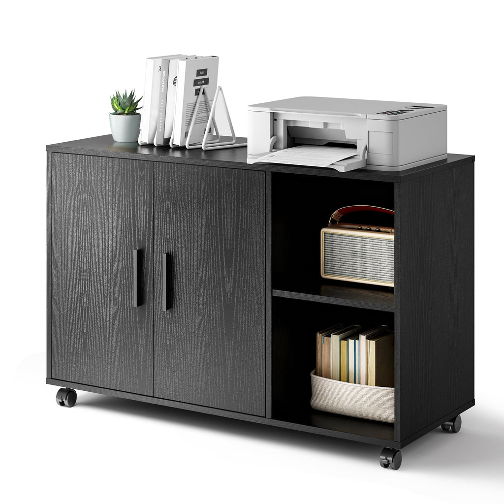 GALAXHERO Wood Storage Cabinets with Doors and Shelves, Lateral File Cabinet & Printer Stand with Storage for Home Office
