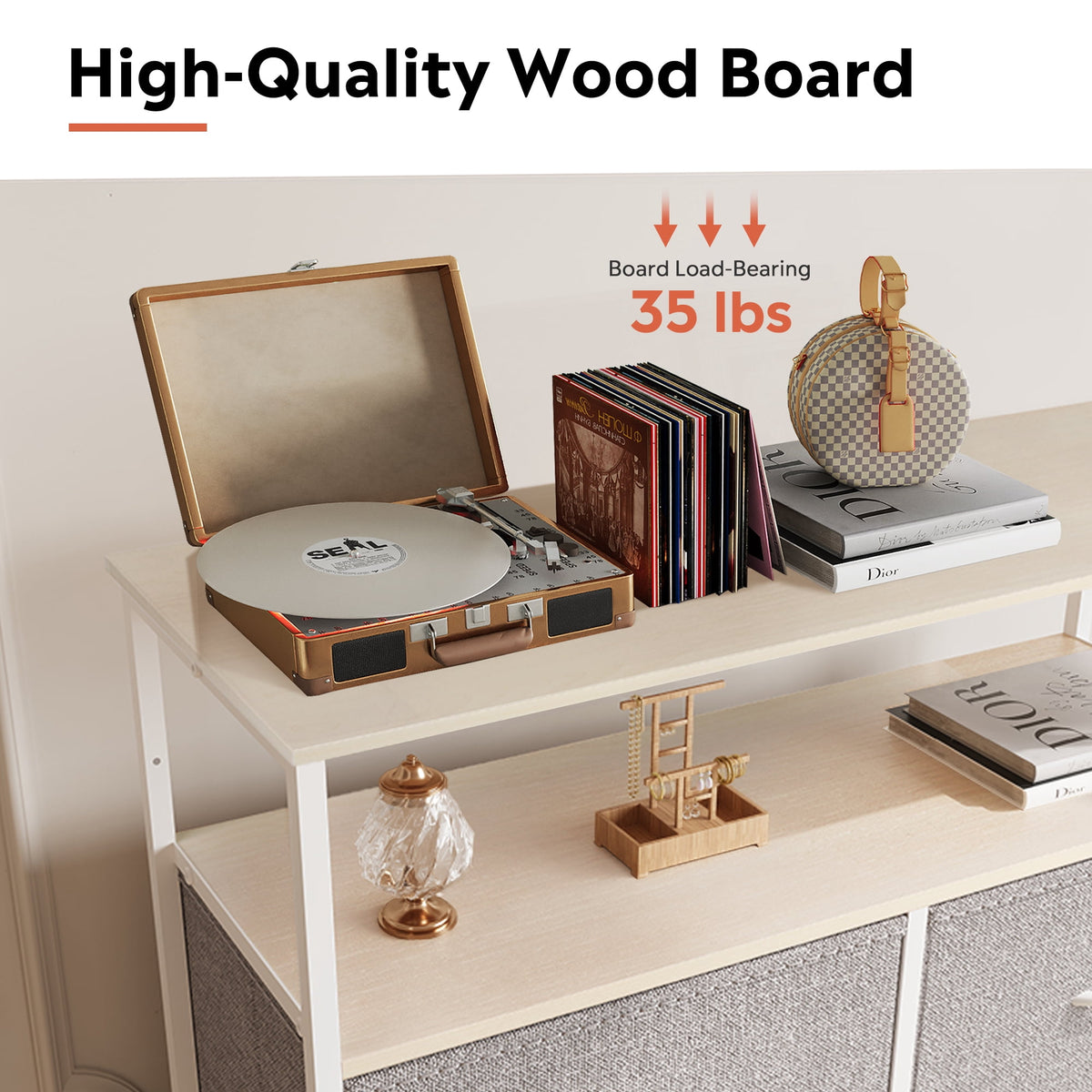 GALAXHERO 8-Drawer Fabric Dresser with Open Shelves, Tall Chest of Drawers with Wooden Top, Storage Tower for Entryway, Bedroom & Closet