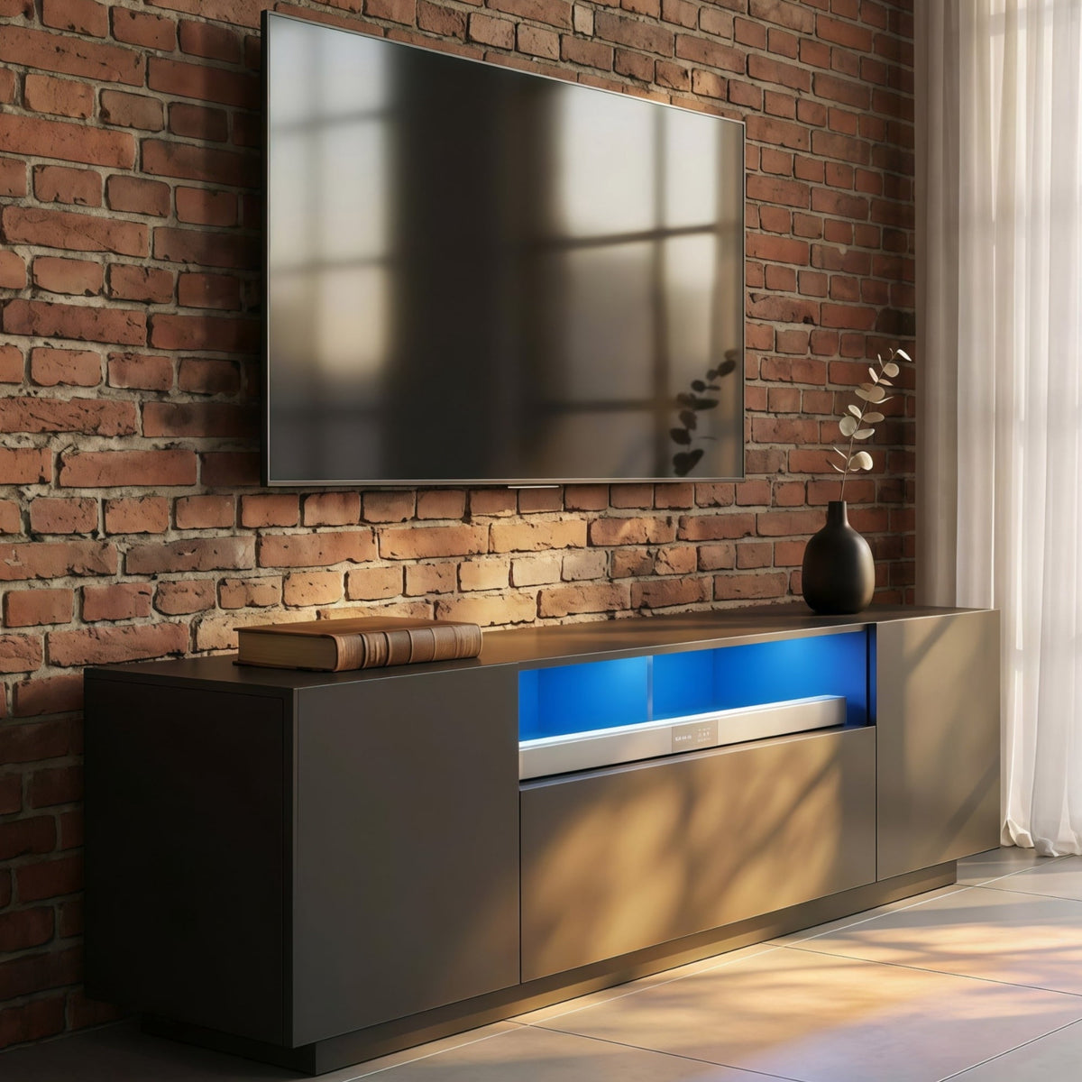 GALAXHERO  TV Stand for TVs up to 65”, Entertainment Center with LED Lights & Drawer, Modern TV Console with Storage for Living Room Bedroom