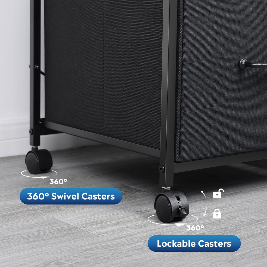 GALAXHERO 3-Drawer Mobile File Cabinet with Storage Shelf, Rolling Fabric Filing Cabinet and Printer Stand, Black