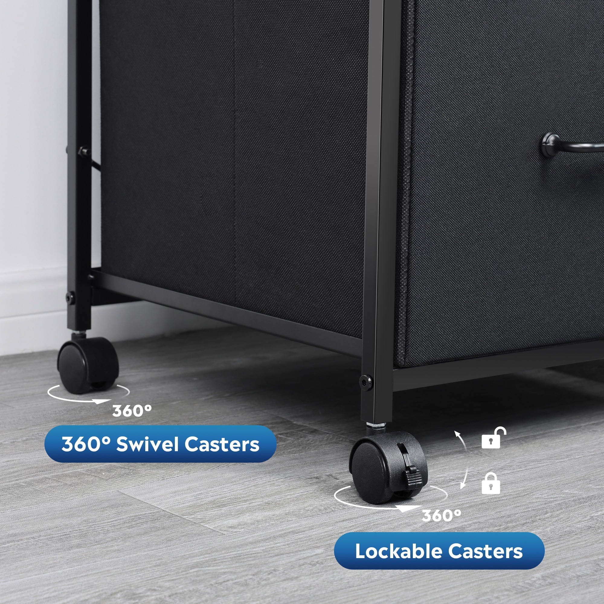 GALAXHERO 3-Drawer Mobile File Cabinet with Storage Shelf, Rolling Fabric Filing Cabinet and Printer Stand, Black