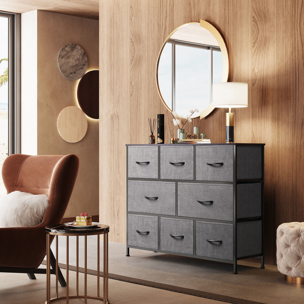 GALAXHERO 8 Drawer Dresser, Fabric Storage Unit for Bedroom, Large Drawer Chest for Entryway & Living Room, 59" x 30" x 16"