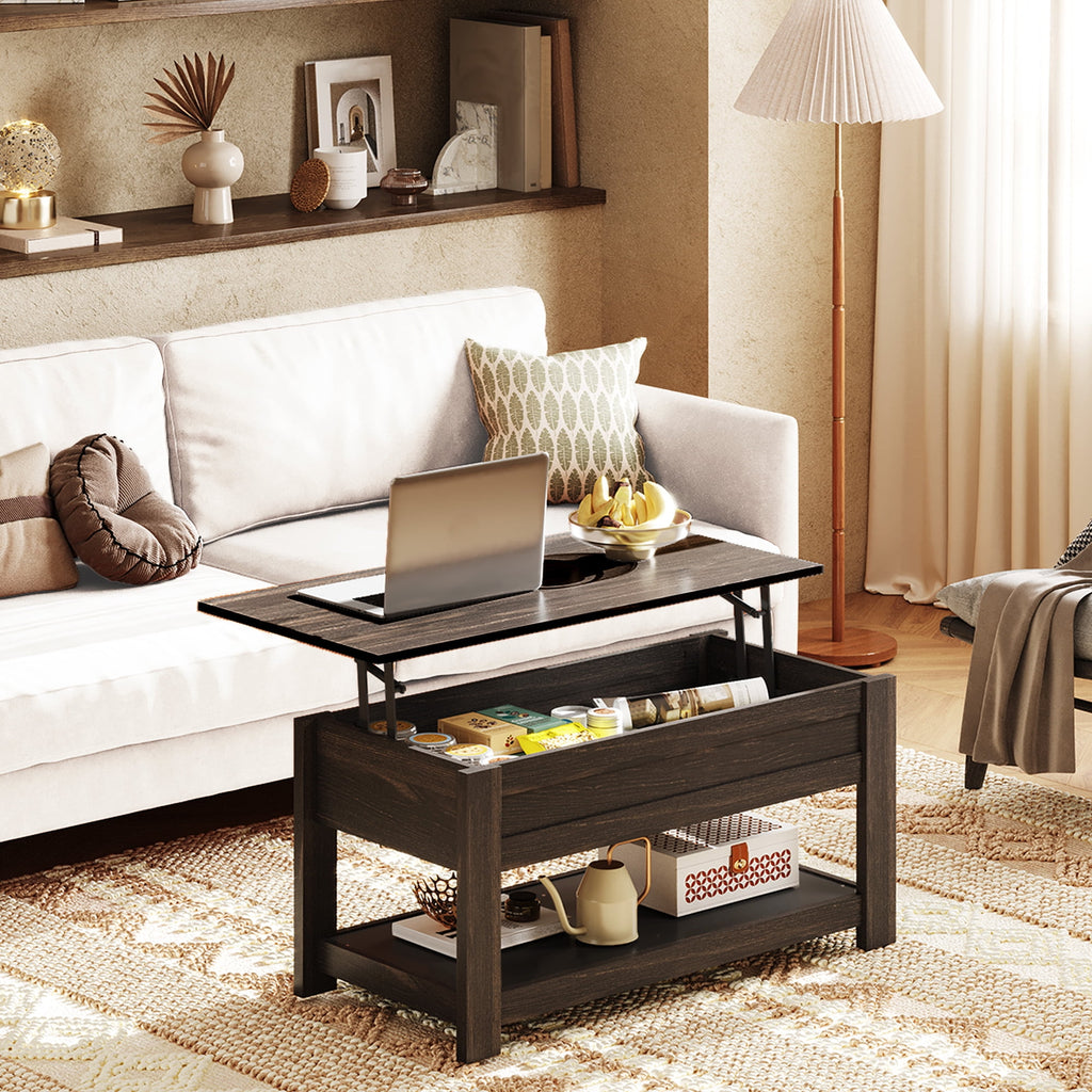 GALAXHERO Coffee Table, 39" Lift Top Coffee Table with Hidden Storage and Storage Shelf for Living Room