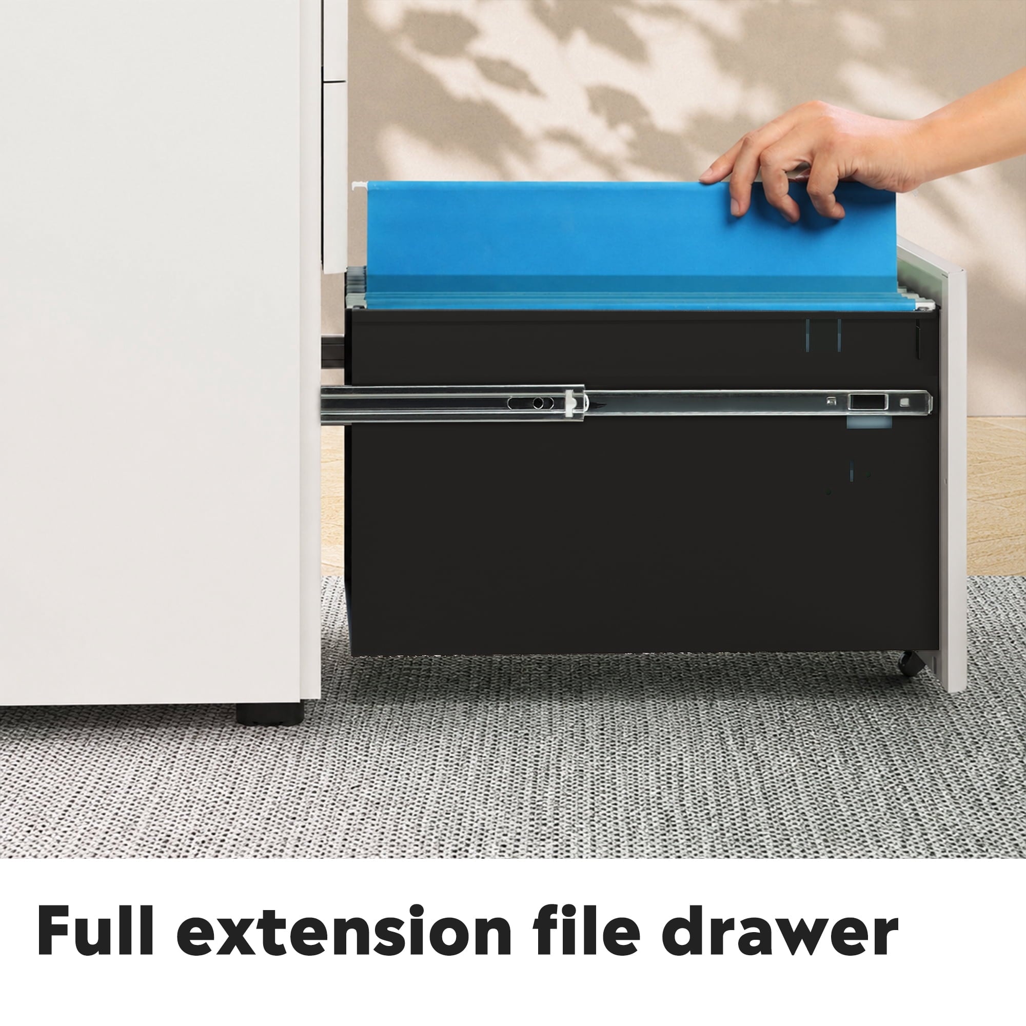 GALAXHERO 3 Drawer Metal File Cabinet with Lock, Vertical Rolling Filing Cabinet for Home Office, Fits A4/Letter/Legal