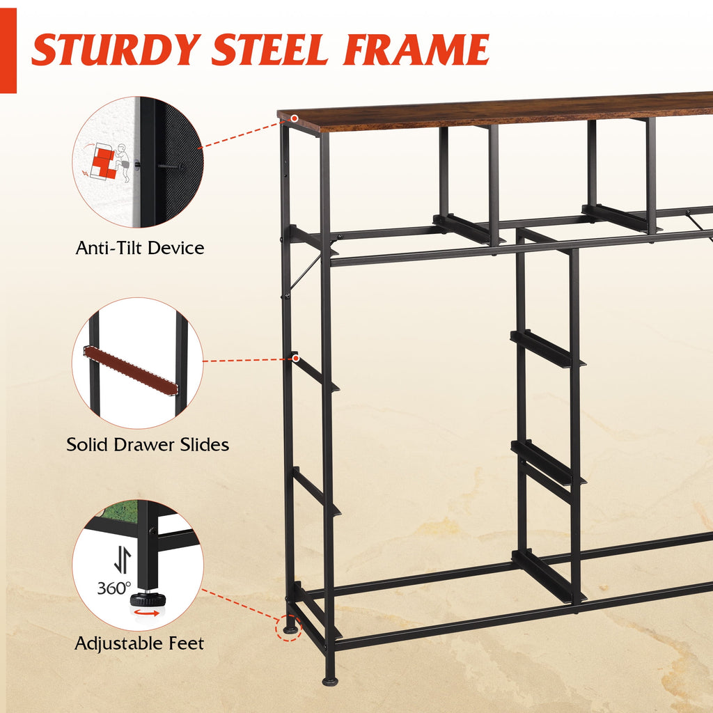 GALAXHERO 9-Drawer Fabric Dresser, Tall Storage Tower for Bedroom, Hallway, Entryway, Closet, Chest Organizer Unit with Fabric Bins, Steel Frame, Wood Top, Wood Grain Print
