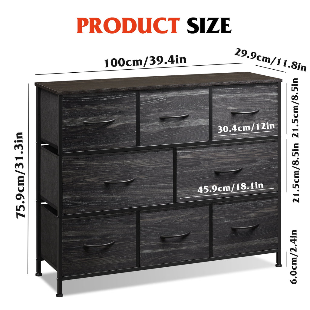 GALAXHERO 8 Drawer Dresser, Fabric Storage Unit for Bedroom, Large Drawer Chest for Entryway & Living Room, 59" x 30" x 16"