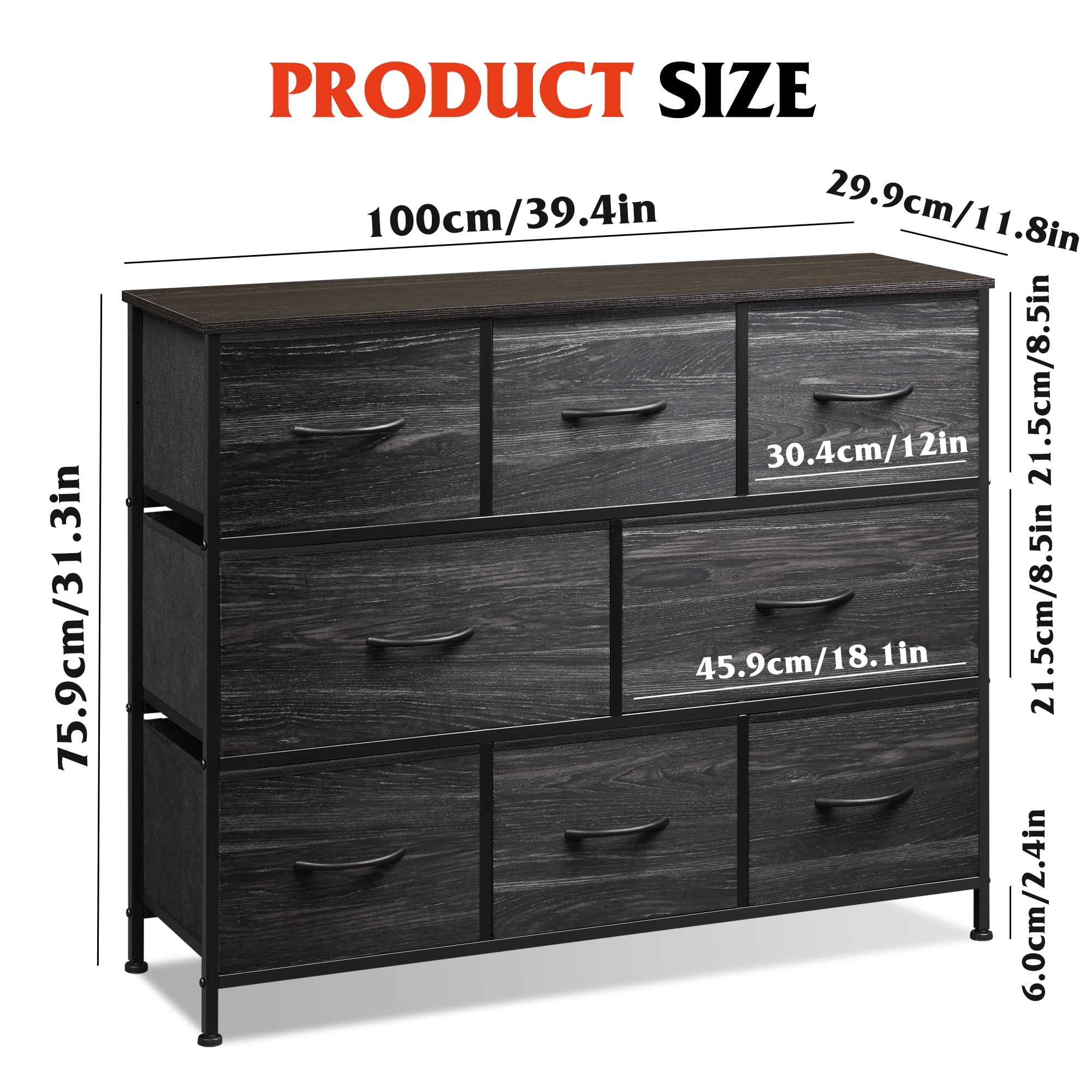 GALAXHERO 8 Drawer Dresser, Fabric Storage Unit for Bedroom, Large Drawer Chest for Entryway & Living Room, 59" x 30" x 16"