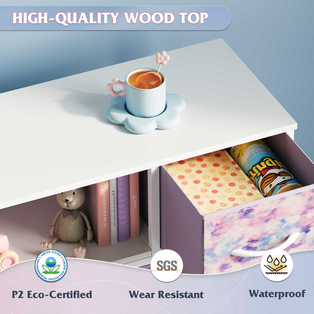 GALAXHERO 8-Drawer Dressers for Bedroom, Dresser TV Stand for 55'' TV with LED Lights and Power Outlets, Fabric Chest of Drawers for Living Room, Entryway