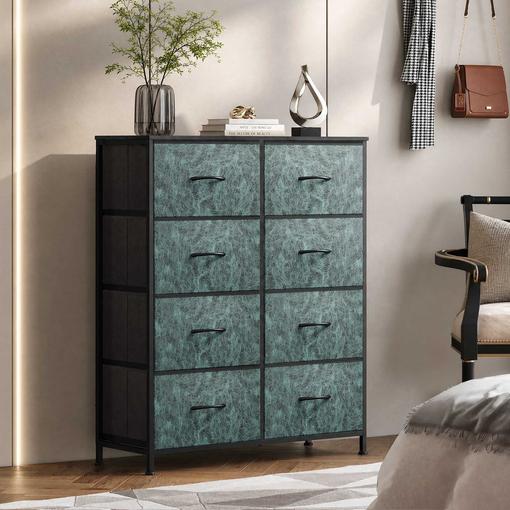 GALAXHERO 8 Drawer Fabric Dresser for Bedroom, Storage Bins Chest of Drawer for Closet, Living Room, Hallway, Wood Grain Print