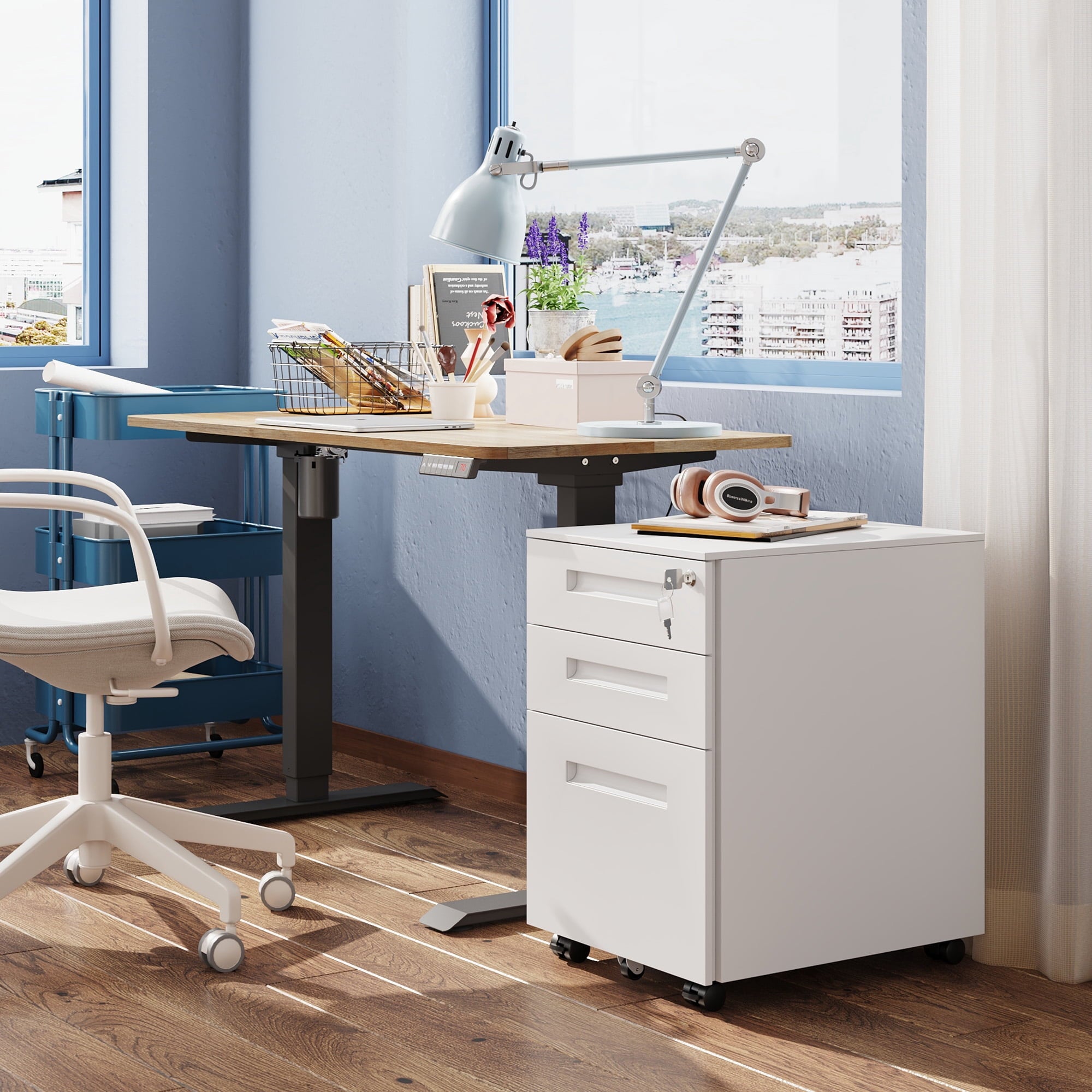 GALAXHERO 3-Drawer Mobile File Cabinet (Under Office Desk), Assembled Except Casters, Fits Letter/Standard Sizes
