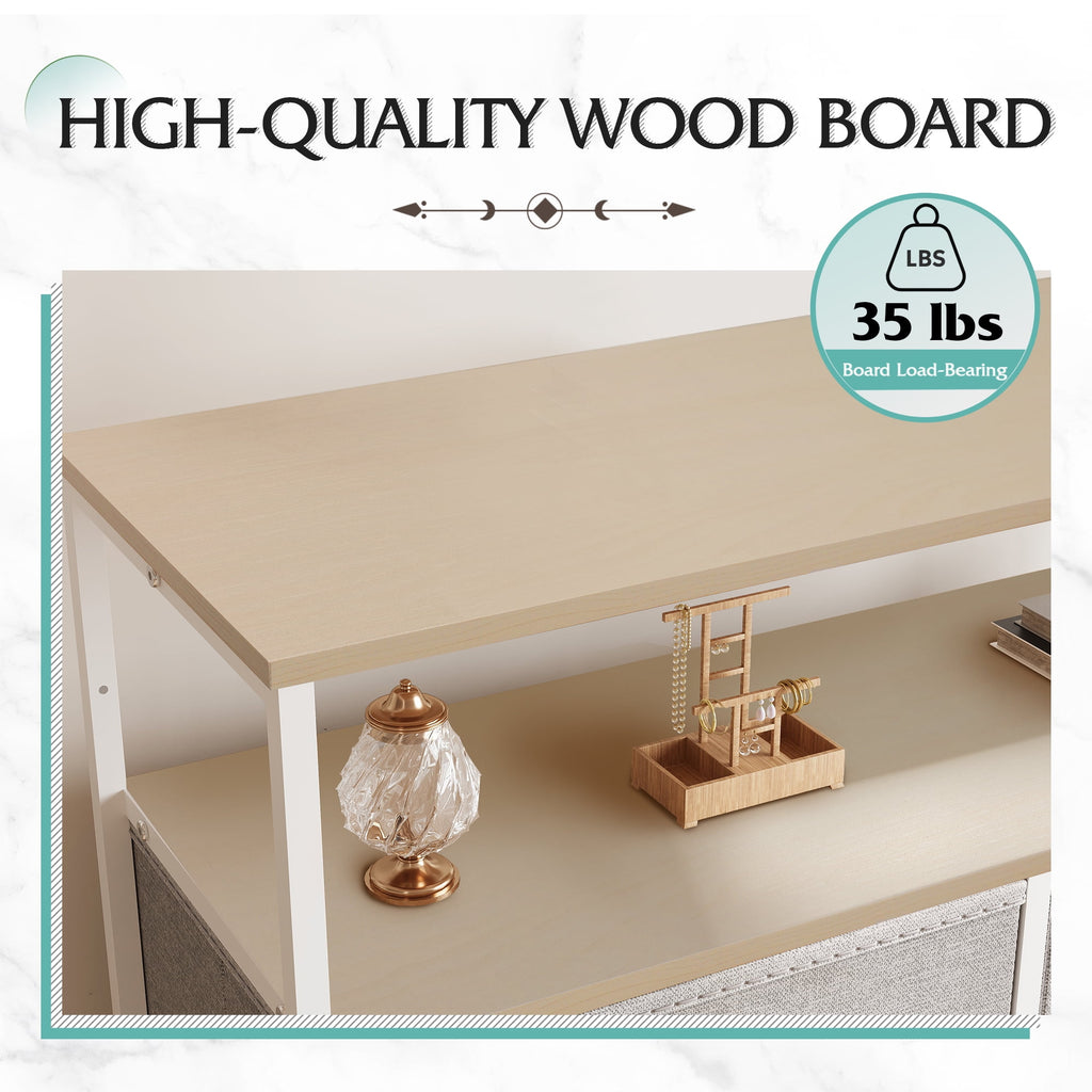 GALAXHERO 8 Drawer Dresser for Bedroom, Open Storage Shelves, Wooden Top, Fabric Bins for Closet, Living Room, Hallway