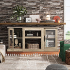 GALAXHERO TV Stand for 65-Inch TV, Retro TV Console Cabinet with Storage and Open Shelves, Entertainment Center for Living Room, Bedroom, Greige