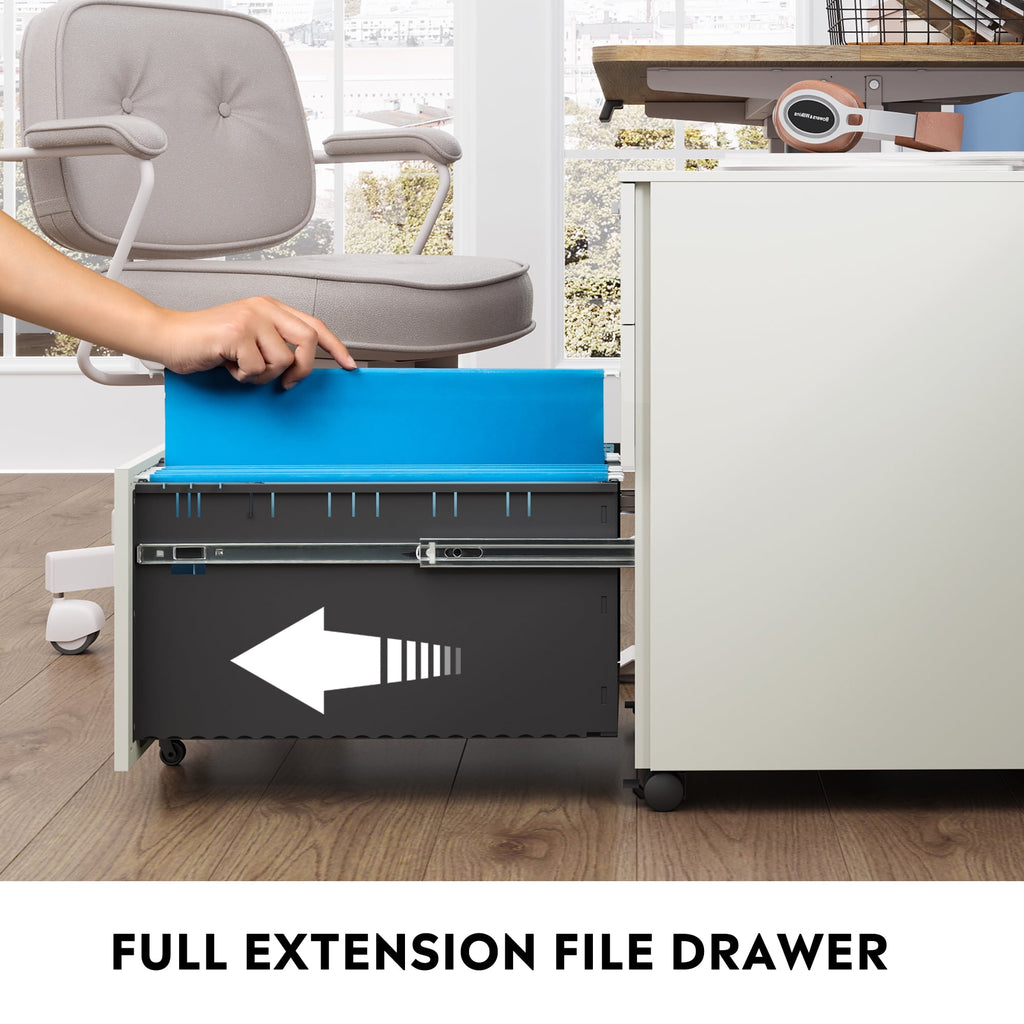 GALAXHERO Metal File Cabinet with Combination Lock, Mobile Drawers on Wheels, 3-Drawer Storage Organizer for Home Office, A4/Letter/Legal Size, White