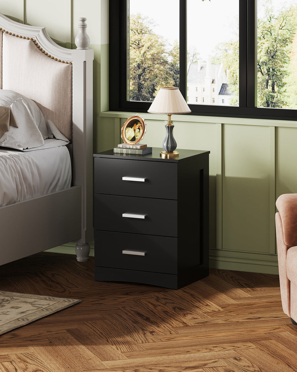 GALAXHERO 3 Drawer Night Stands for Bedroom, Tall Nightstand with Storage Cabinets, Wooden Bedside Table End Table for Living Room