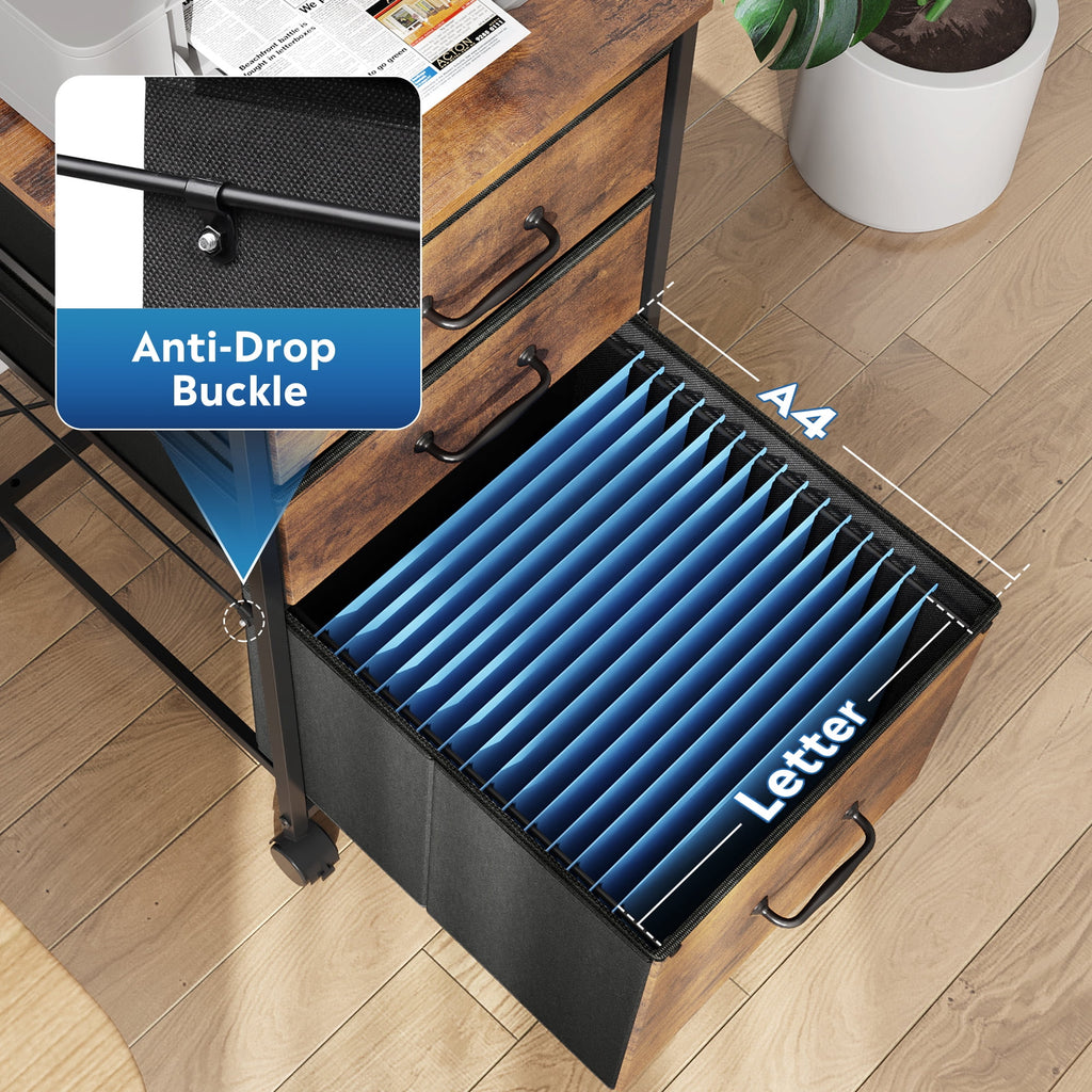 GALAXHERO 3 Drawers Mobile File Cabinet, Desk Table Cabinet Fits A4/Letter Size, Home Office Furniture,  Wood Grain